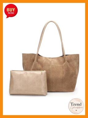 Faux Suede Tote Bag for Women Large Leather Purse Work Handbag
